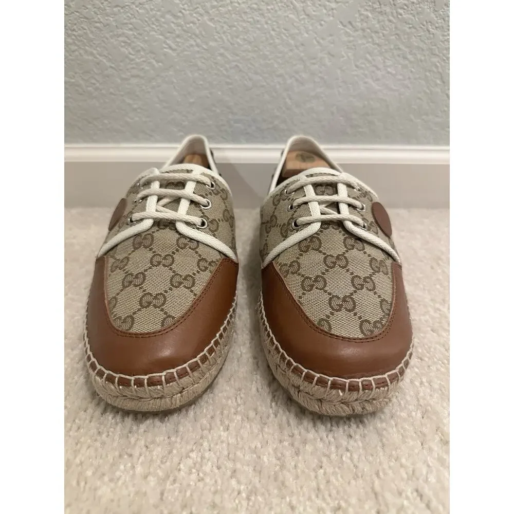 AUTHENTIC GUCCI MONOGRAM ESPADRILLES 725799 GG 7 (fits USA 8)
